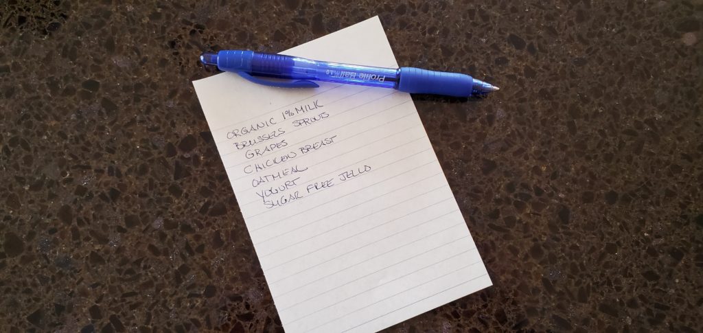 Use a list when grocery shopping